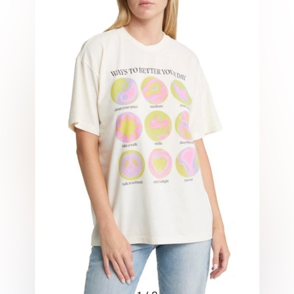 Better Your Day Recycled Bland Graphic Tee in Washed White | New No Tags | XS/S - Picture 3 of 10